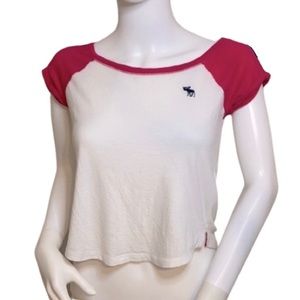 Abercrombie Small Red & White Baseball Baby Tee
